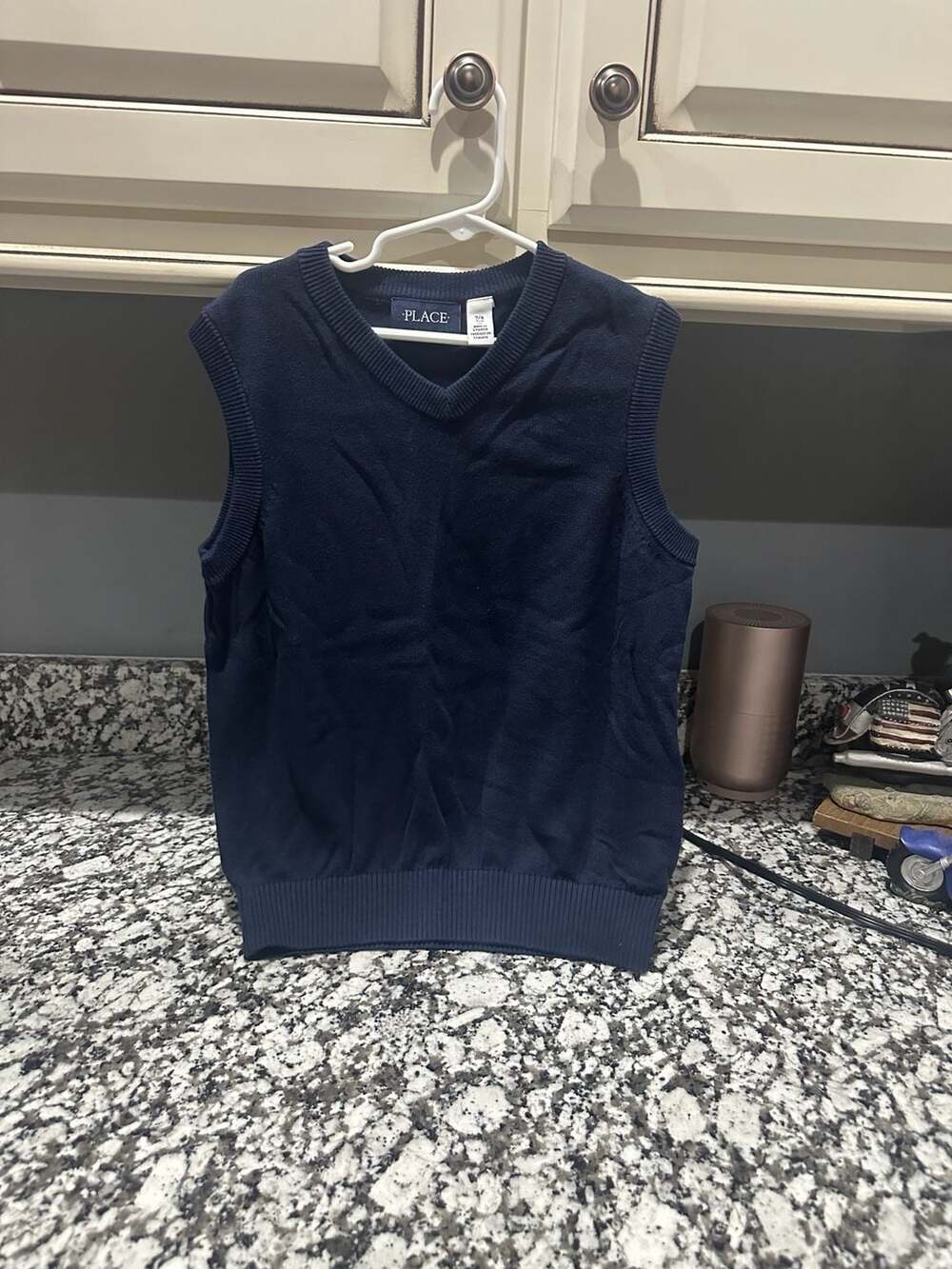 PLACE Sweater Vest Size 7/8 Navy V-Neck